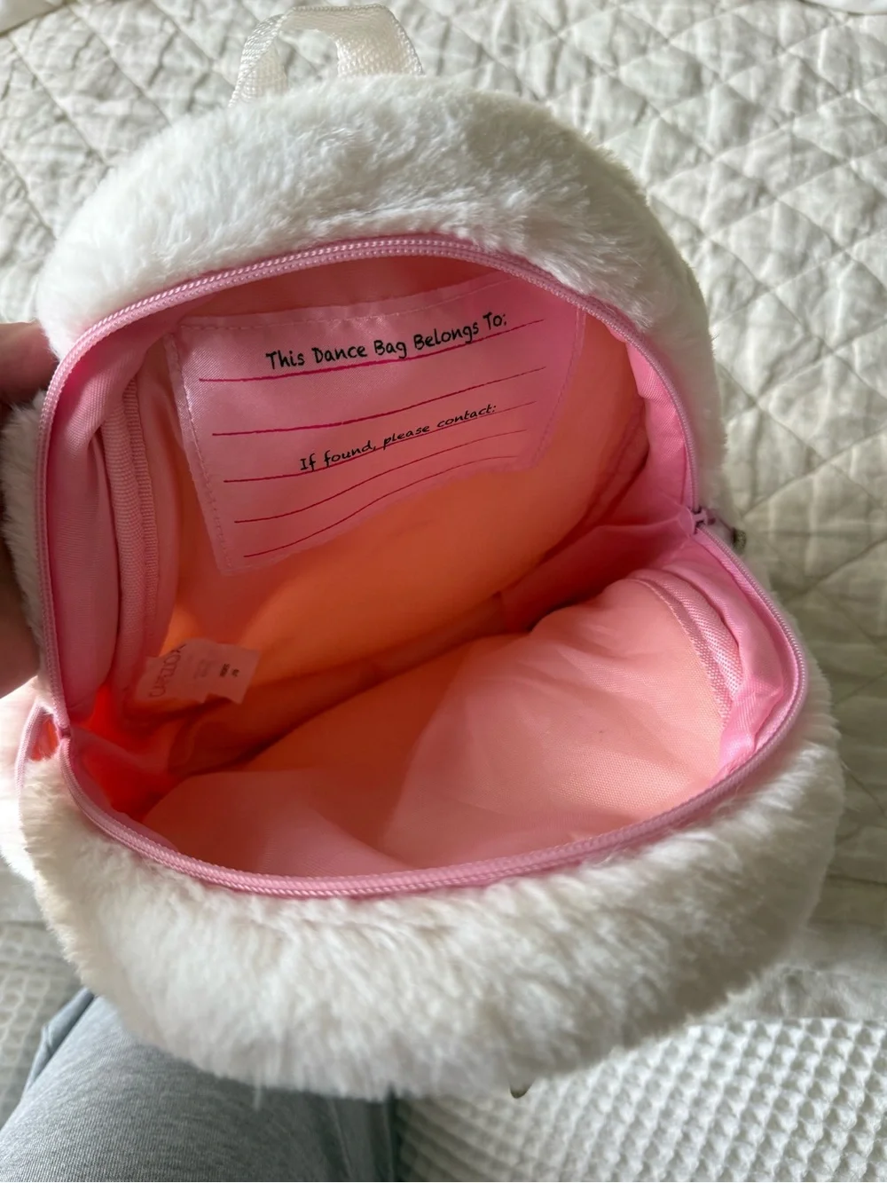 Plush Swan Kids Backpack - Soft Pink and White
